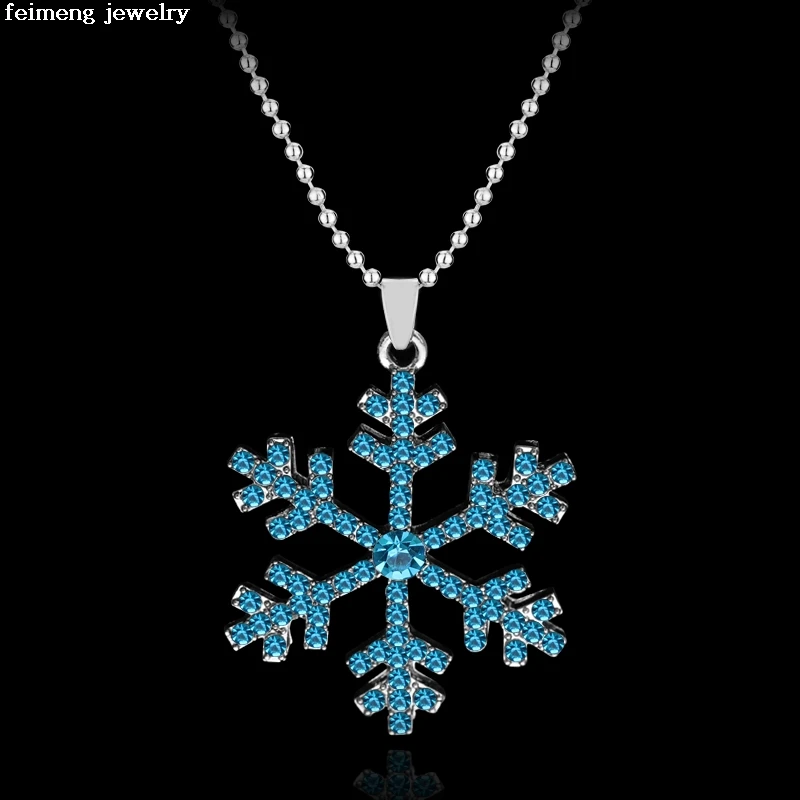 Женское Ожерелье в виде снежинки Эльзы с синим кристаллом|snowflake necklace|necklace winternecklace