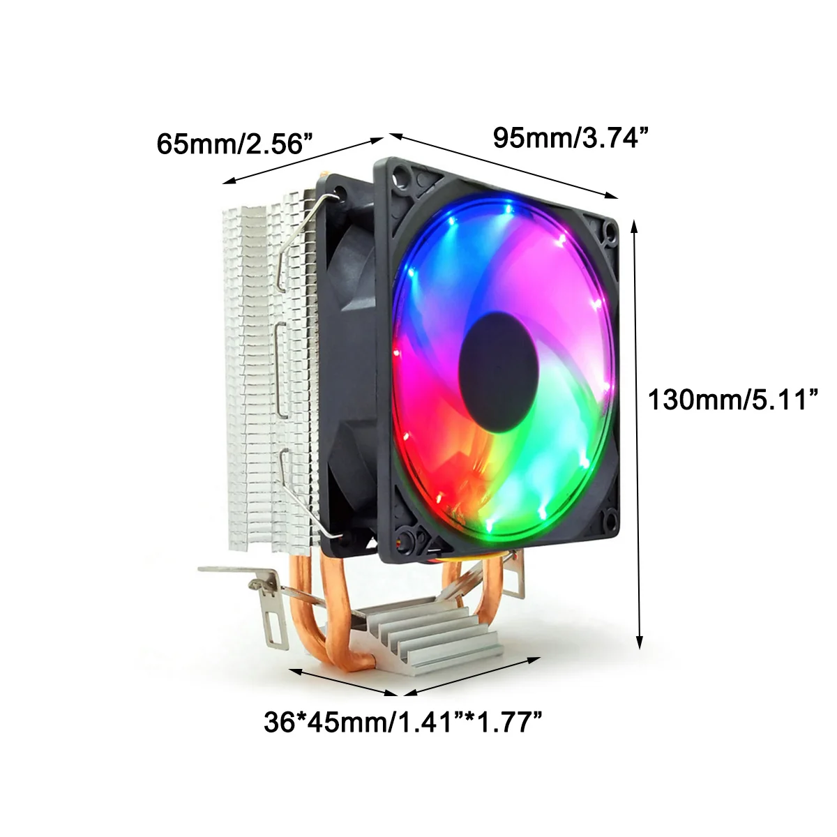 90 мм светодиодный RGB Процессор теплоотводы 2 тепловые трубы, но тихими вентиляторами охлаждения для Intel LGA 1150/1151/1155/1156/1366/775 для AM3+/AM3/AM2+/AM2