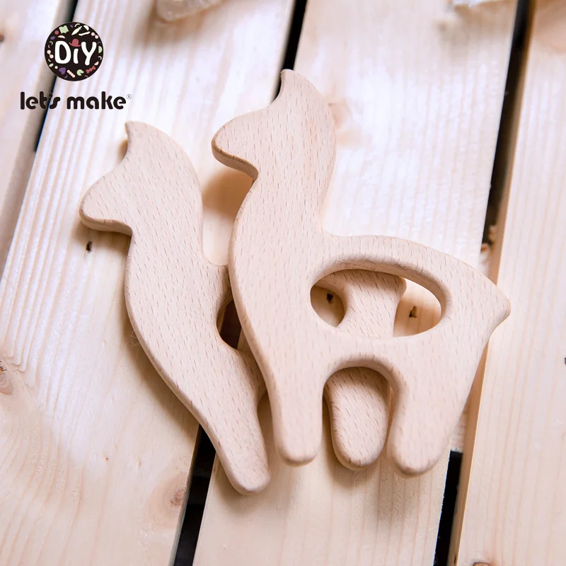 Давайте сделаем 1 шт. животных Пищевой Деревянный Прорезыватель милый бук дерево