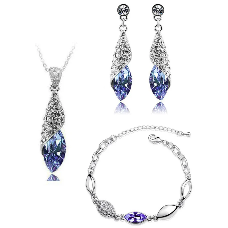 AAAA + стразы Хрустальный цветок бутон ожерелье серьги браслет Модный Ювелирный