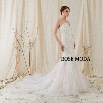 Розовое Moda Сверкающее кружевное свадебное платье русалки Розовые Свадебные платья с кружевом реальные фотографии - Цвет: same as photo