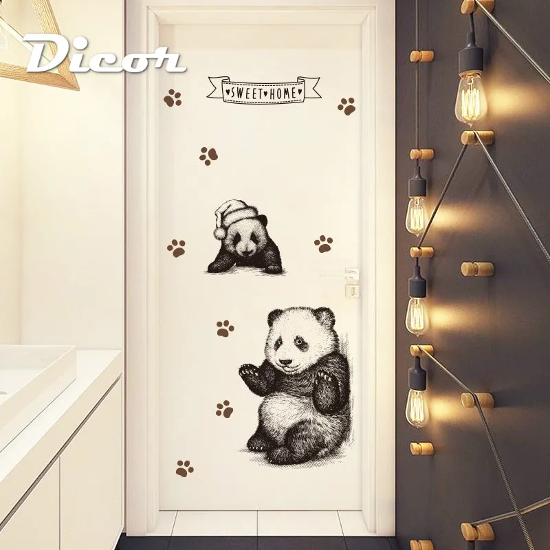 DICOR теплые семья наклейка на стену с милыми пандами для Домашний декор DIY