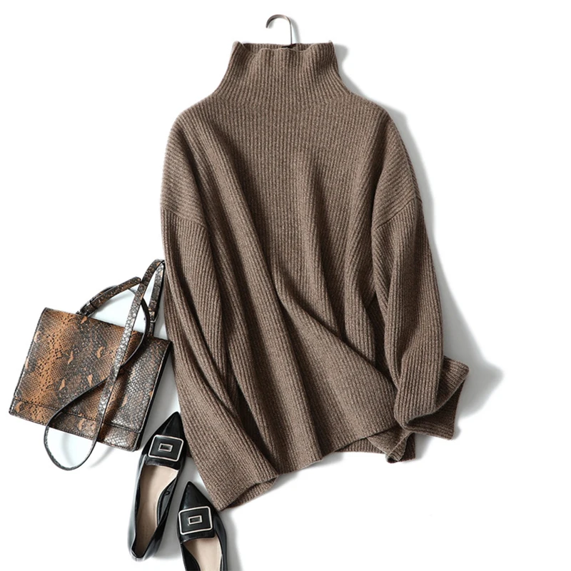 Autumn Winter Women Sweater Turtle Neck Thick Warm 100% Cashmere Knitted Pullover Female Knitwear Long Sleeve Pull Femme | Женская