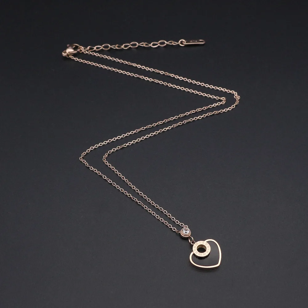 Ожерелье JSBAO в форме сердца цепочка из нержавеющей стали цвета розового золота с