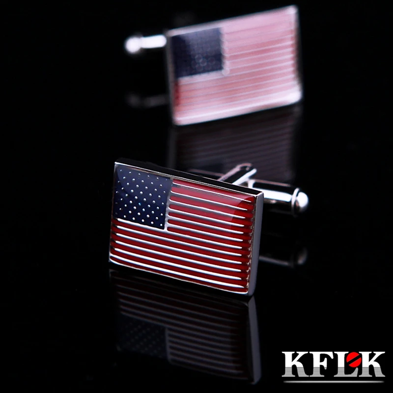 

KFLK Jewelry American flag french shirt cufflinks for mens Brand fashion Cuff link Wholesale Button High Quality guests