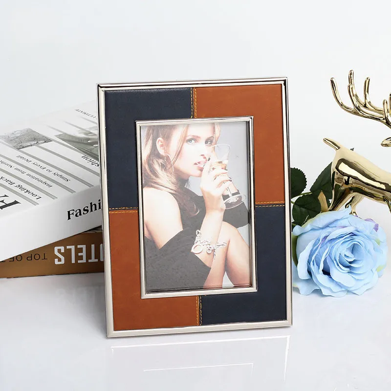 

Горячая Распродажа, новинка, 6 дюймов, 7 дюймов, металлическая кожаная фоторамка для свадьбы, украшение для дома, лучший свадебный подарок, фо...