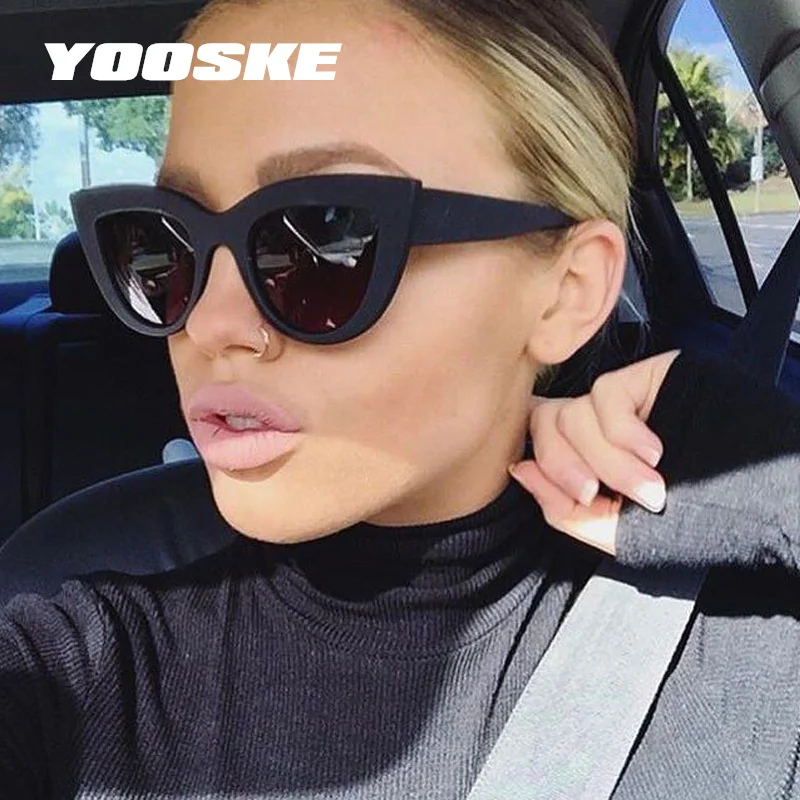 YOOSKE, винтажные, большие, кошачий глаз, солнцезащитные очки, женские, Ретро стиль, кошачий глаз, солнцезащитные очки, женские, брендовые, дизайнерские, UV400, оттенки, очки, UV400