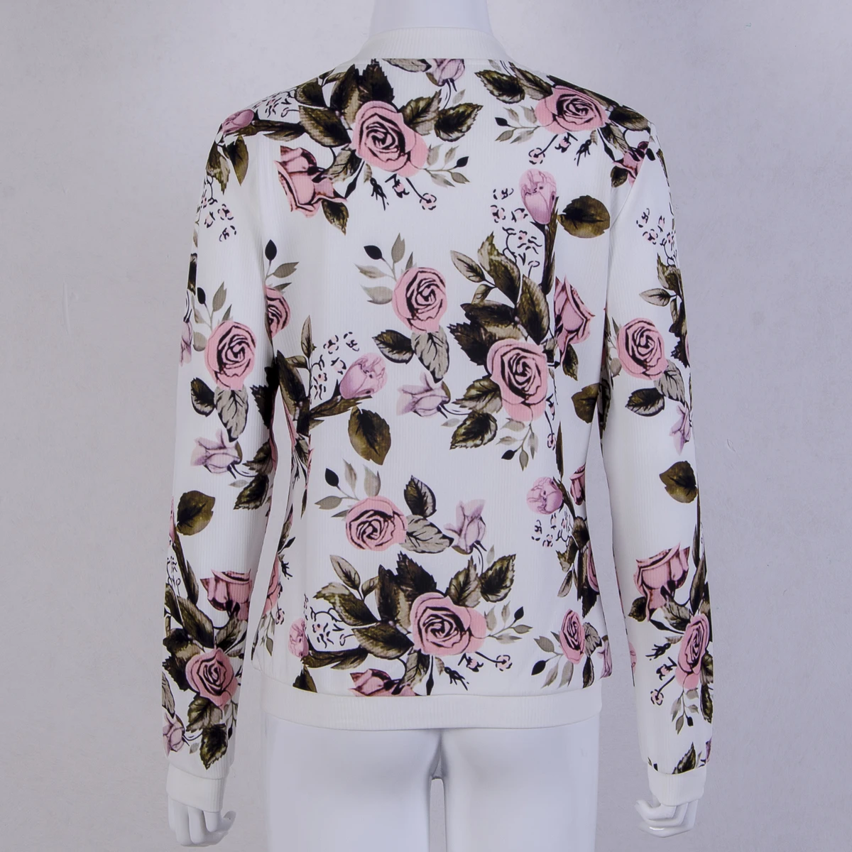 Большие размеры винтажные женские куртки на молнии с цветочным принтом