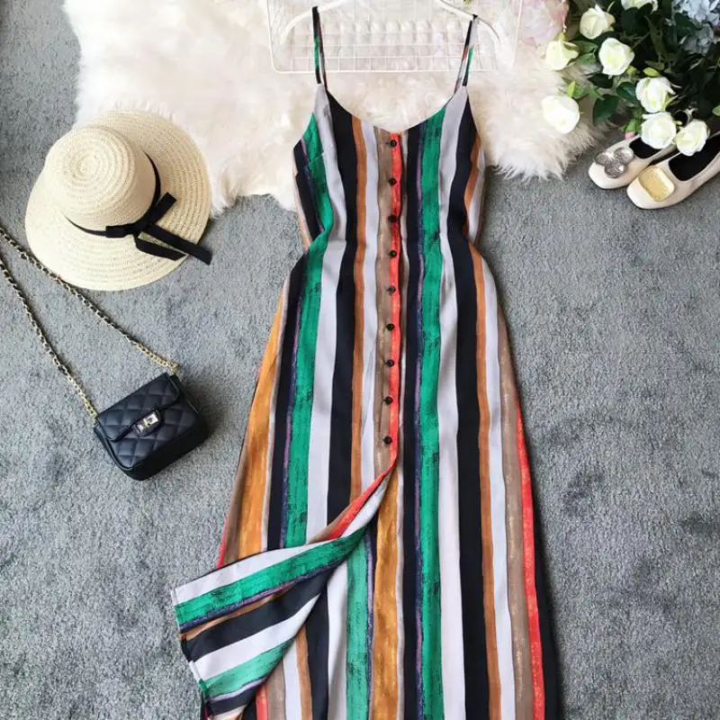 2019 Новое Женское пляжное платье Летнее тонкое с v-образным вырезом на тонких