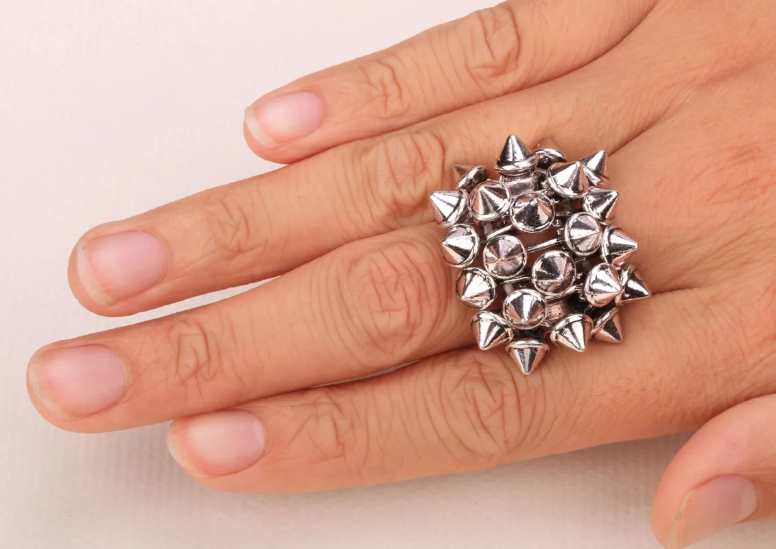 Spike stretch bracelet ring sets antique gold silver color hiphop jewelry gifts for women B19 wholesale dropshipping | Украшения и