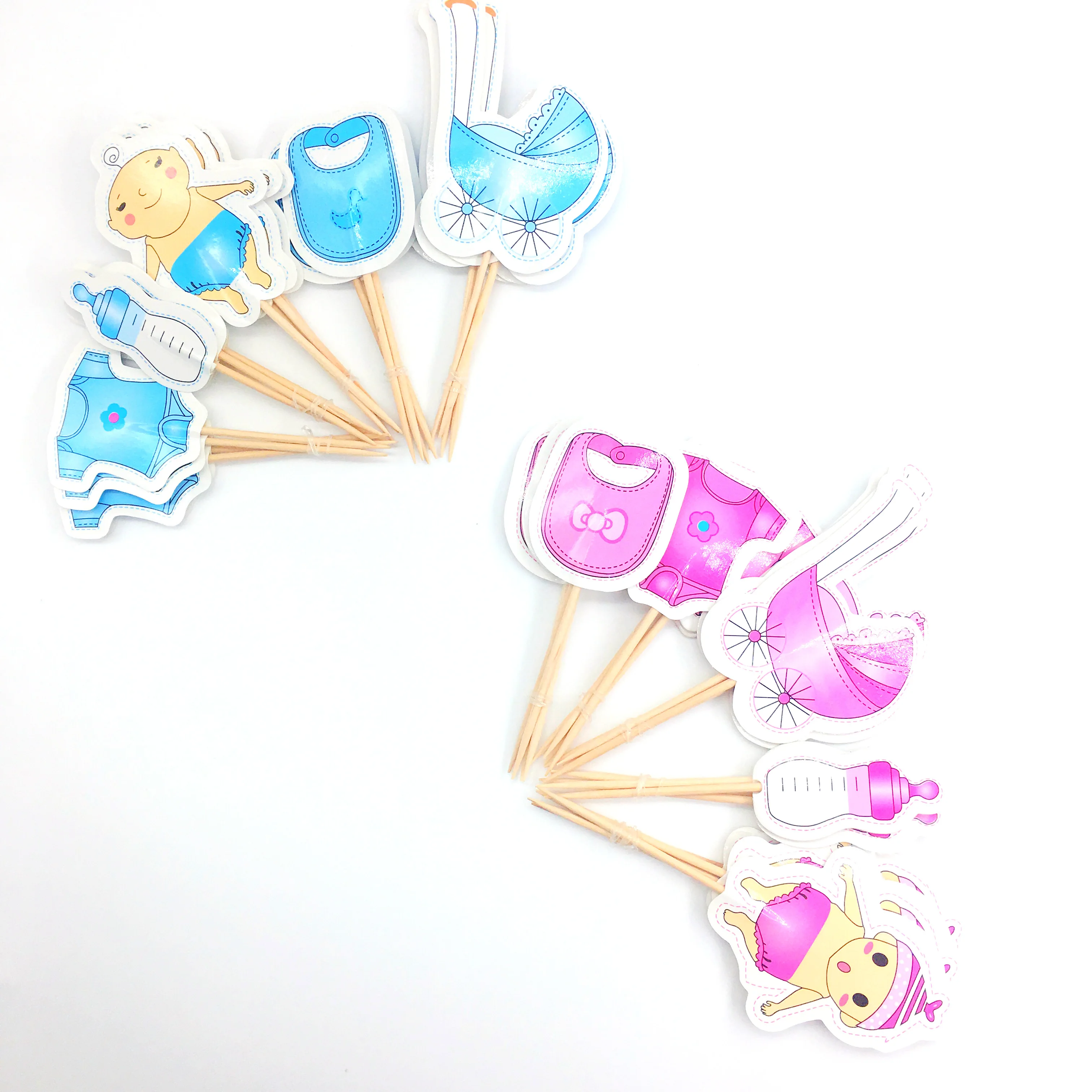 20шт синий розовый кекс топперы для детского душа детская коляска бутылка Дети