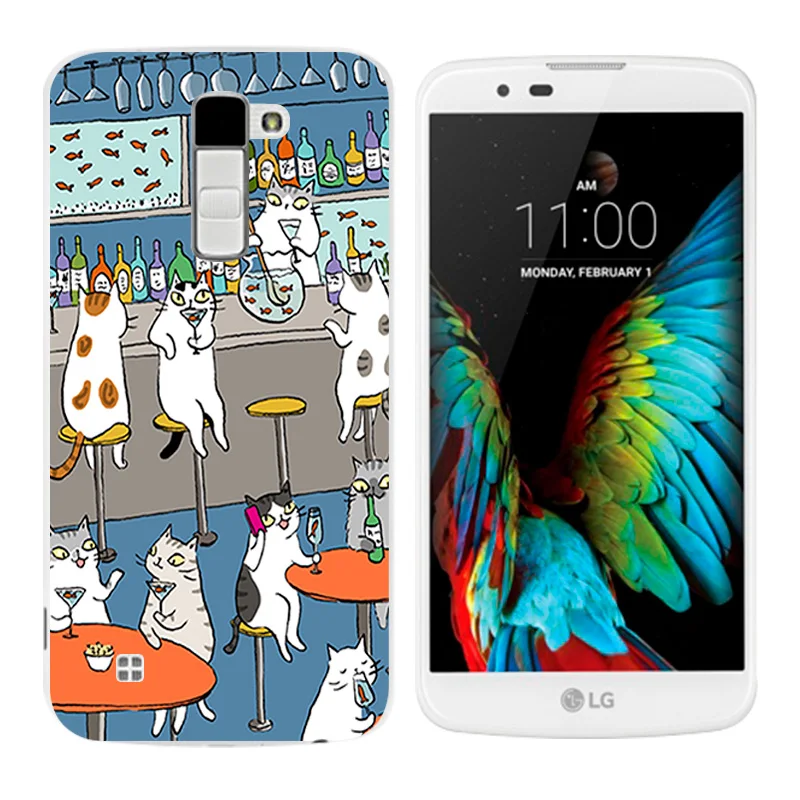 Мягкий ТПУ чехол для телефона LG K10 K 10 LTE K420N K430 K430DS 5 3 задняя крышка кошка пейзаж