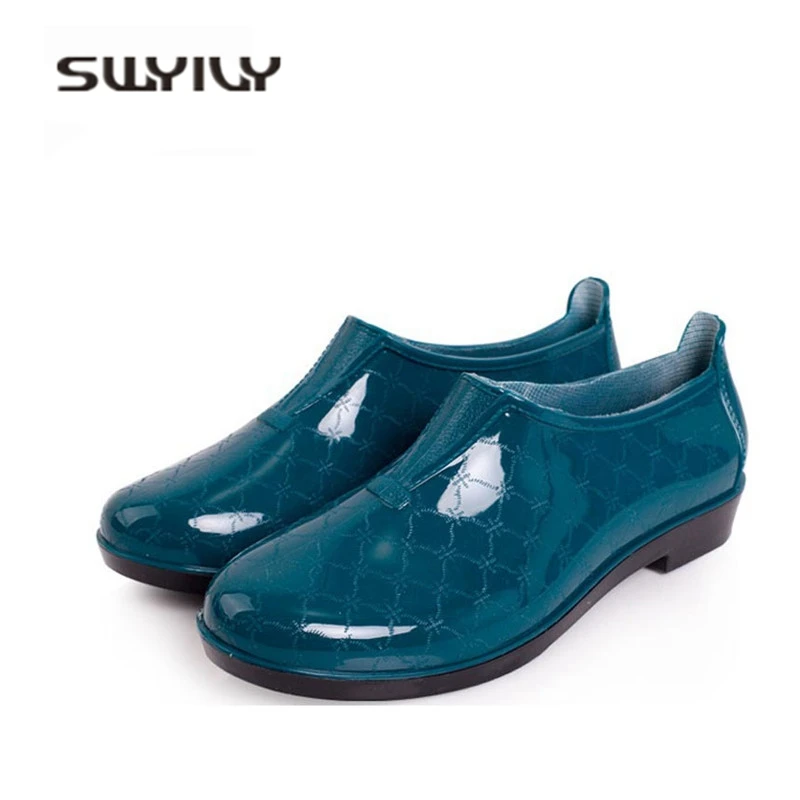 Женские непромокаемые сапоги SWYIVY однотонные короткие резиновые из ПВХ 36 40
