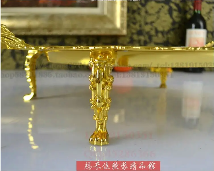 

D42cm round gold embossed metal serving tray storage tray with handle decorative serving trays for fruit home decor SG068