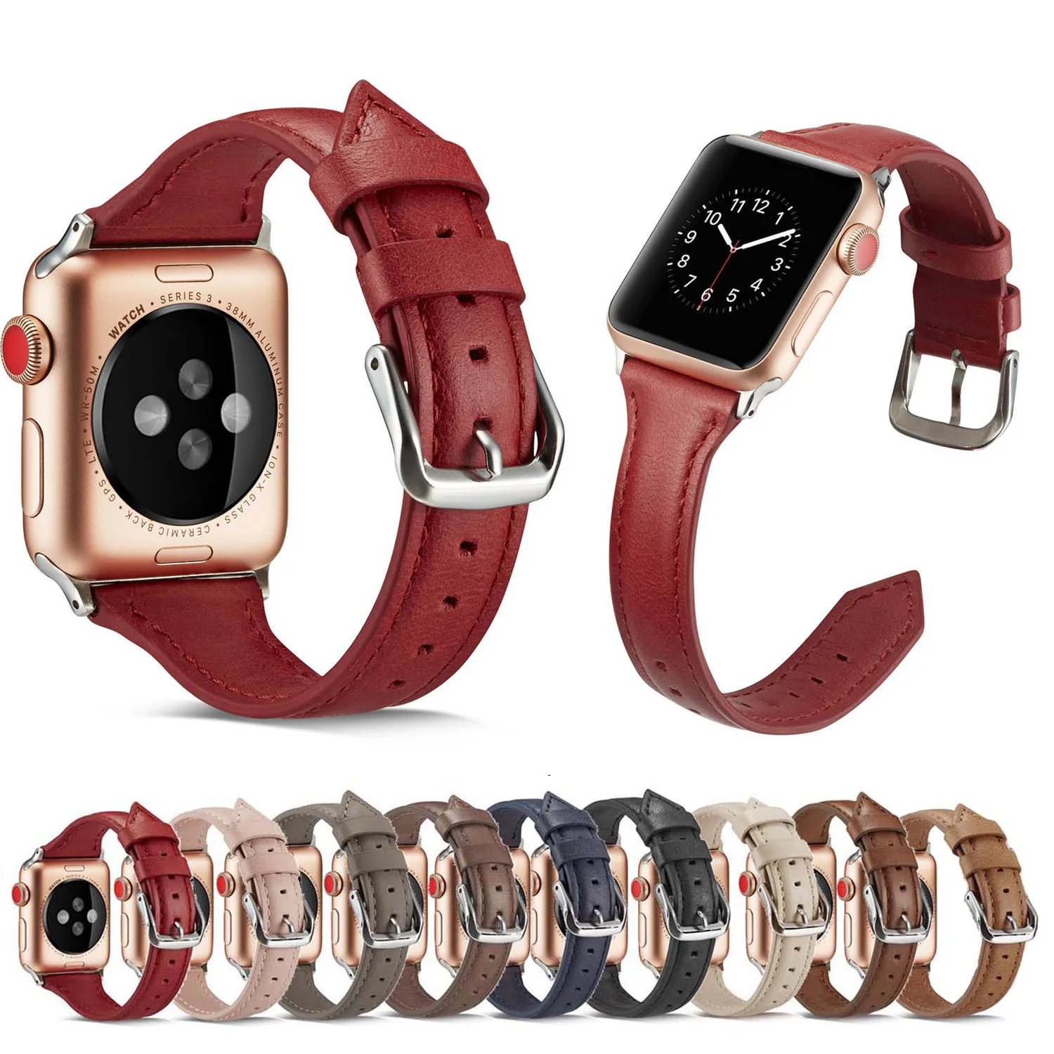 Ремешок из натуральной кожи для Apple Watch Band Series 1 2 3 4 5 44/40 мм 42/38 мм|Ремешки часов| |