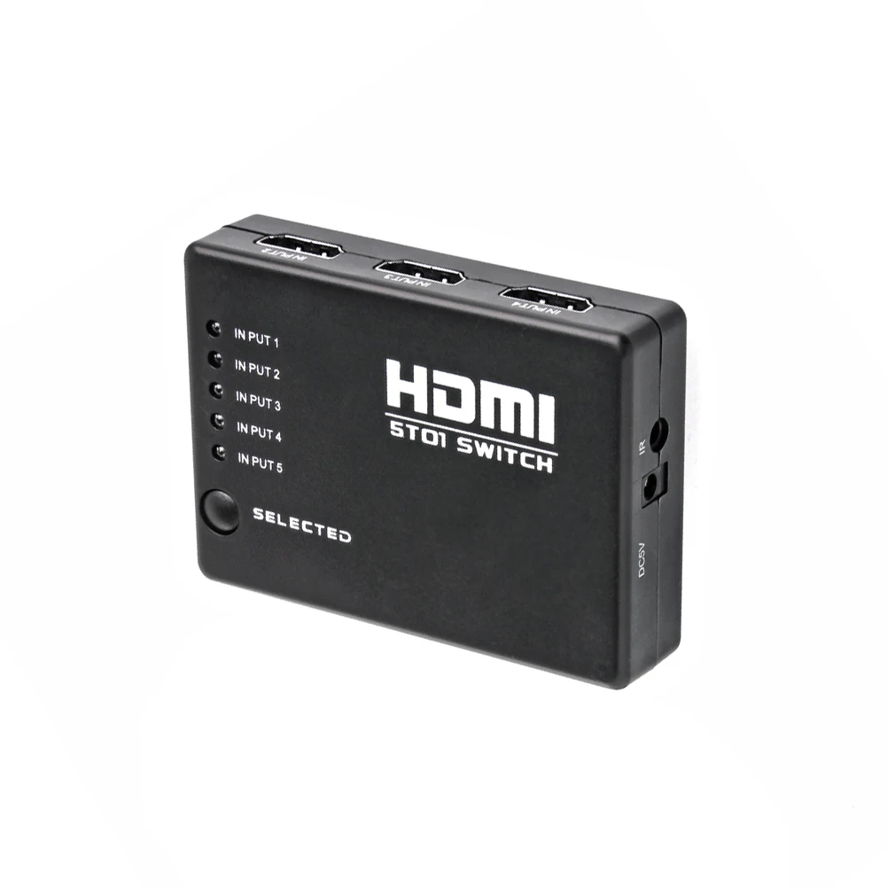 HDMI переключатель 5x1 HDMI 2,0 UHD4K@ 60 Гц RGB4: 4: 4 HDCP 2,2 HDR 5 в 1 выход для смарт-проектора - Цвет: BK