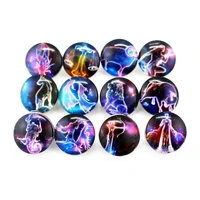 new arrival mix 10pcslot 12 constellation snap buttons charms print 18mm glass buttons fit diy snap braceletsbangle jewelry