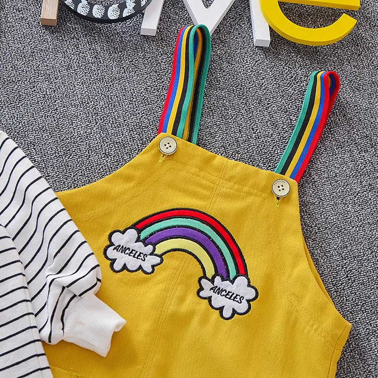 Girls Clothing Sets New Autumn Spring Active Clothes Children Cartoon Rainbow Print Long Sleeve Shirts + Pants Suit 4Years | Детская