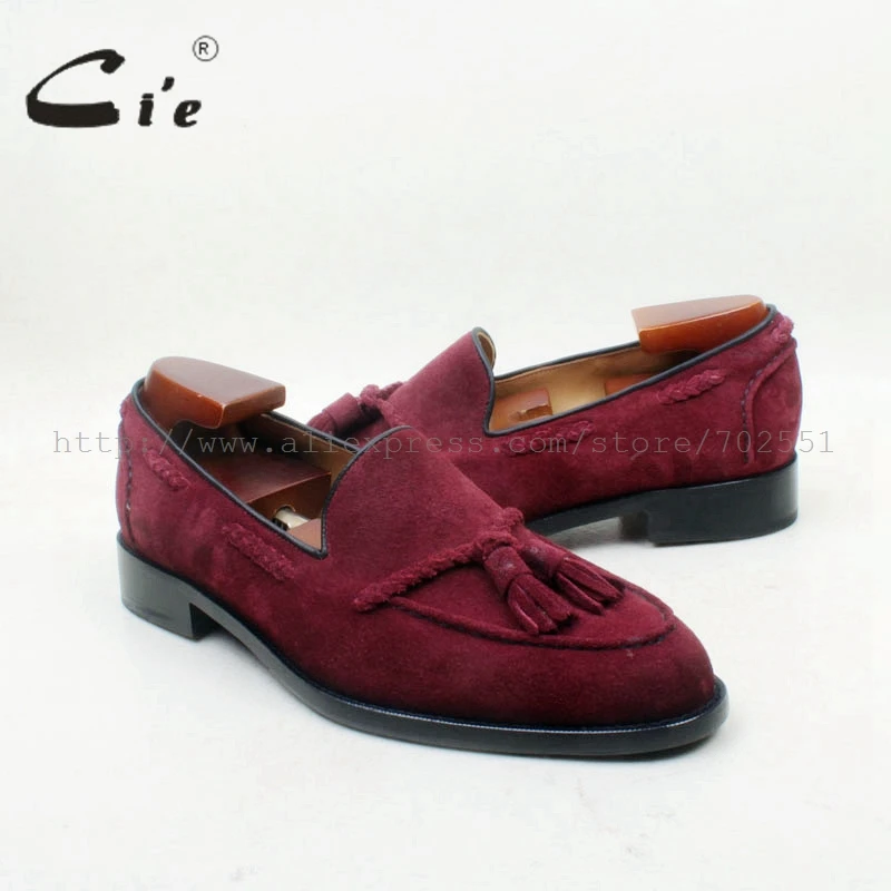 cie Round Toe 100% Genuine Leather Outsole Bespoke Adhesive Craft Handmade Wine Suede Tassels Slip-on Men's Shoe No.loafer 160 | Обувь