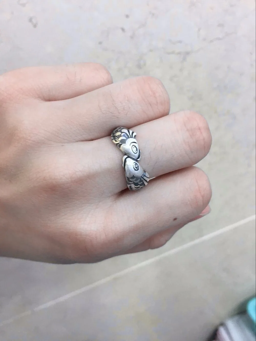 

New Arrivals Vintage 925 Sterling Silver Double Fish Rings for Women Adjustable Size Ring Fashion sterling-silver-jewelry