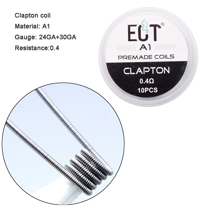 Готовые катушки 10 шт. A1/Alien Clapton/Alien V2/плавленые Clapton и Clapton готовые катушки SS316L для RDA RTA атомайзер мод DIY катушка