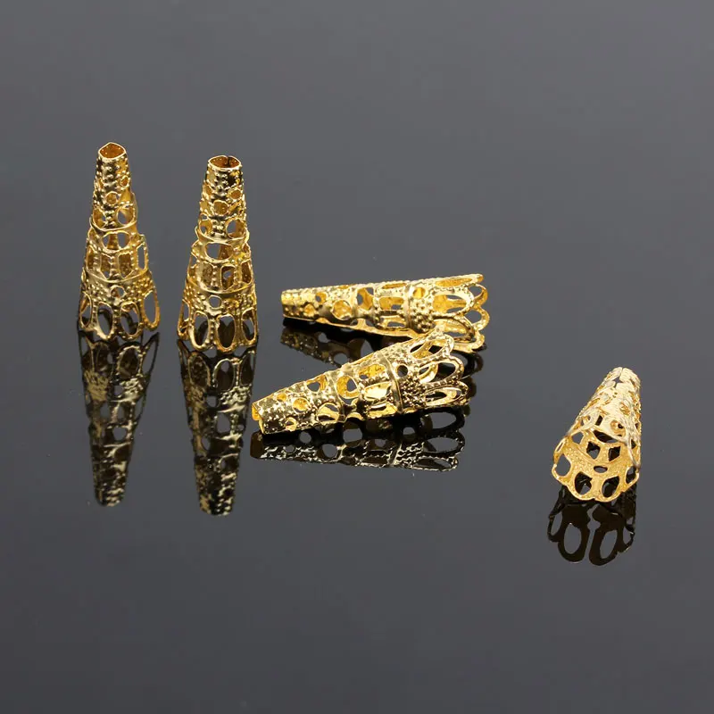 Колпачки из бусин 8*22 мм бронзовые серебристые никелевые с золотым покрытием