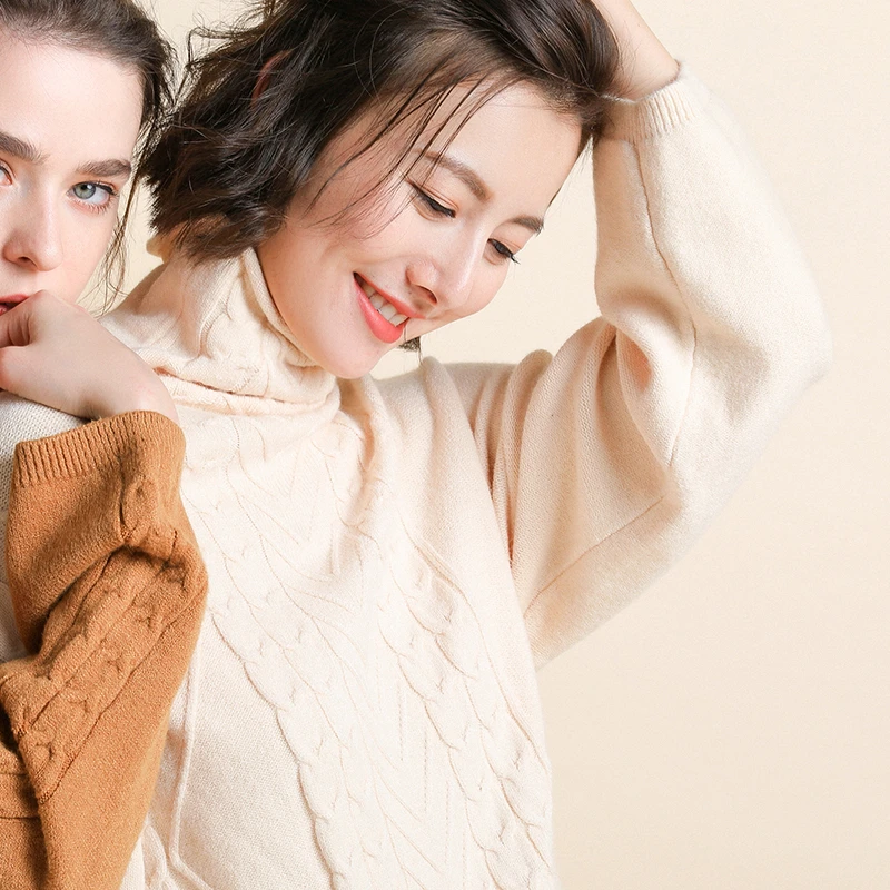 2019 Autumn Winter Sweater Women Cable Knit Twist Loose Pullover Drop Shoulder Long Sleeve Jacket Knitwear Korea Style | Женская одежда