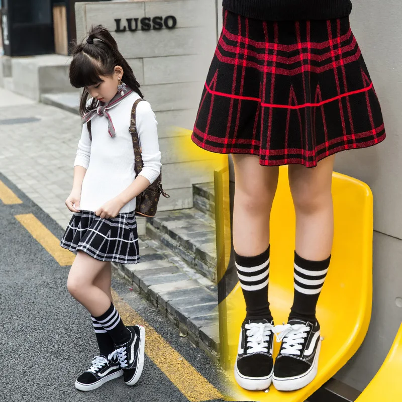 Новинка 2019 г. весенне-осенние детские юбки больших размеров для девочек вязаная