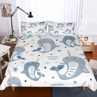 yi chu xin cartoon narwhal bedding sets luxury kids marine animals duvet cover and pillowcase twinqueen size comforter se t