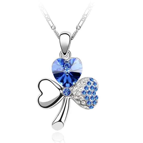 9 Новые оригинальные кристаллы от Swarovski клевер подвеска ожерелья в форме сердца цепи воротник кулон Модные ювелирные изделия для женщин - Окраска металла: 9