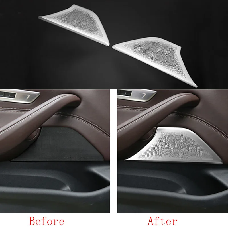 

2x Stainless Front Door Speaker Panel Cover Trim For BMW 5 Series G30 G31 2017-2018 ar accessories