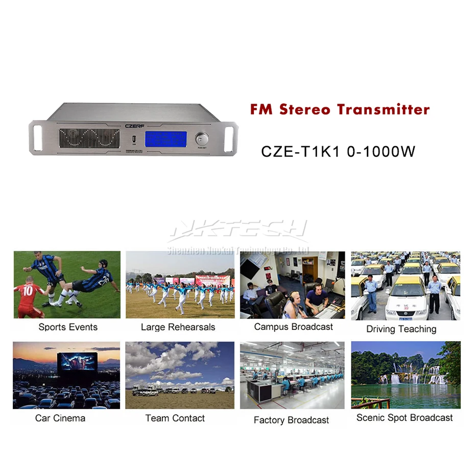 CZE T1K1 CZERF PLL стерео FM передатчик 0 1000 Вт Регулируемая мощность радиовещания RS232 RDS