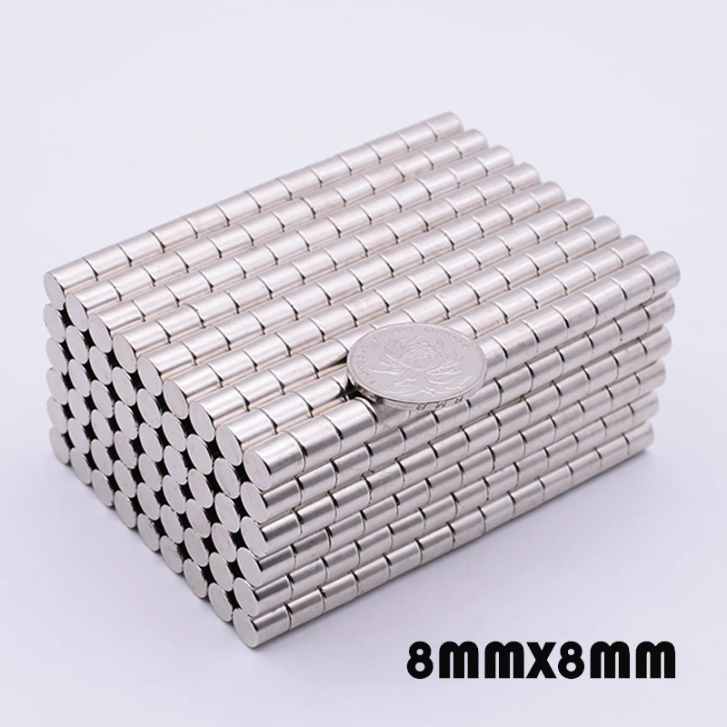 /20/50 шт 8x8 мм N35 Неодимовый магнитный диск Сделано в Китае 8 мм x 8 мм неодимовый магнит постоянногоо действия маленькие круглые супер мощный магнитный держатель магниты для рукоделия