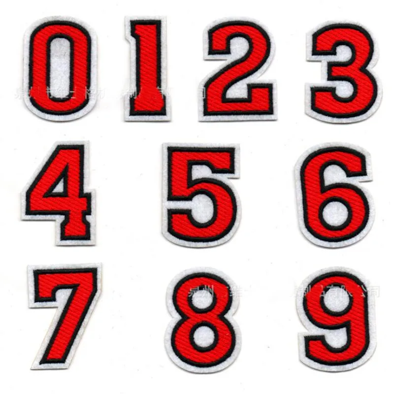 Цифровой 0123 красный цвет Parches Ropa вышитые утюжок на патчи для DIY ткани патч модный