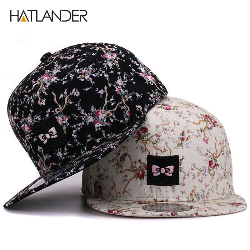 [HATLANDER] брендовые бейсболки с вышивкой и бантом для женщин, уличные кепки от солнца, женские цветочные кепки в стиле хип-хоп, бейсболки, кепки