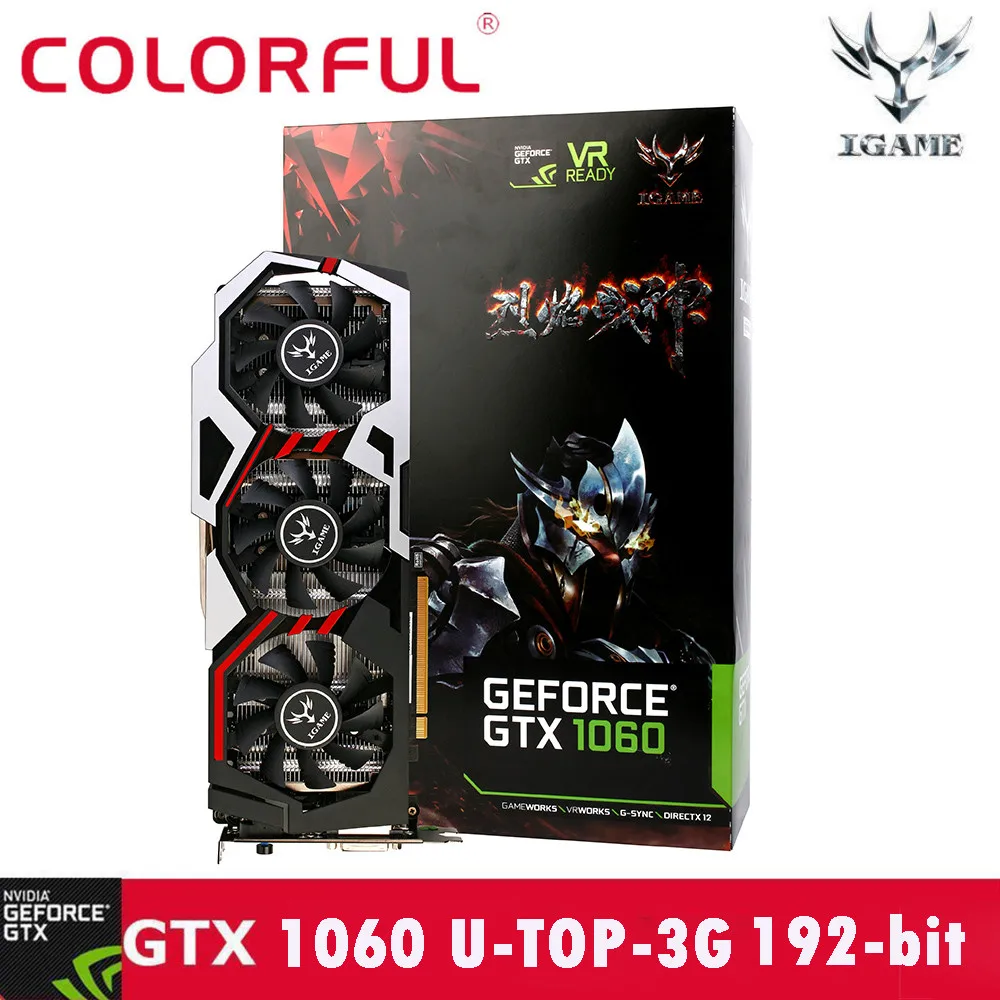 Красочные GTX1060 U 3GD5 TOP1594 1809/8008 МГц 192bit игровая видеокарта M0313| |