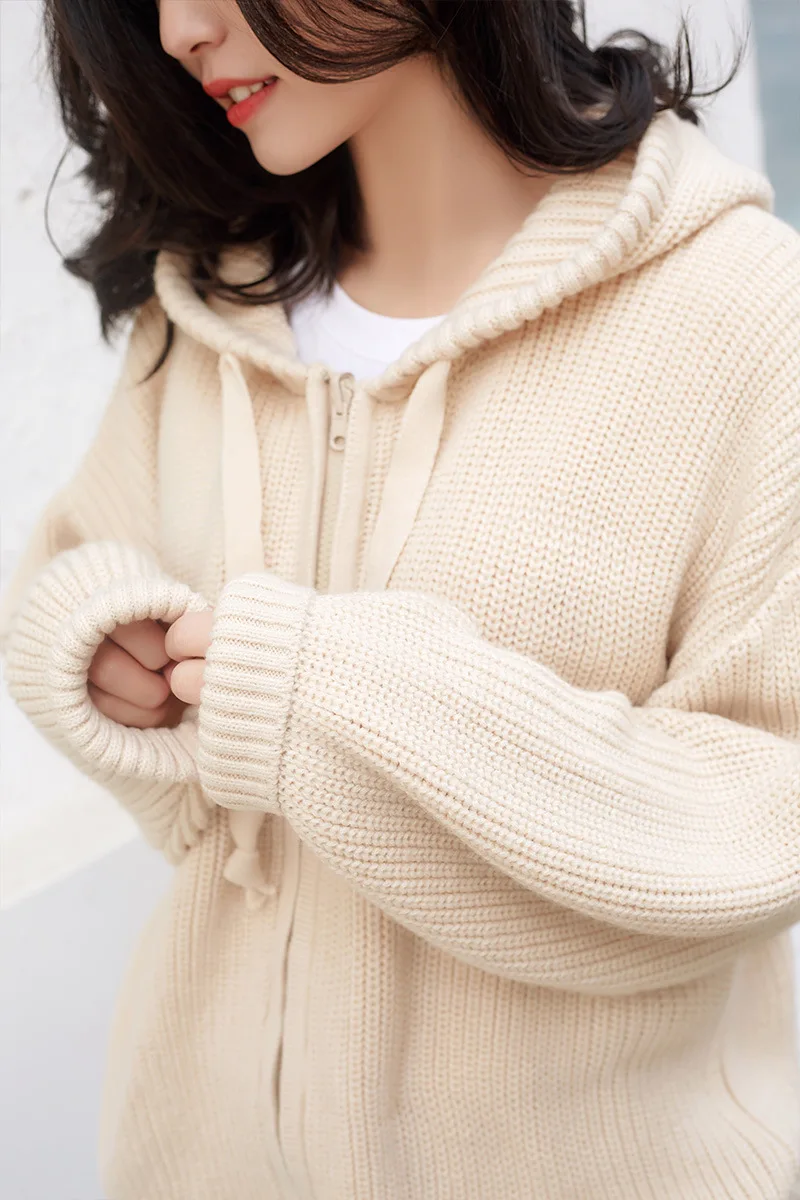 Cashmere Sweater Cap And Guard Women's Spring Autumn Long Sleeve Wool Thicker Jacket Zipper Cardigan Casual Sport |