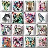 hongbo 1 pcs bird tiger elephant elk fox pillow case cushion cover for car sofa home decor decoration polyester