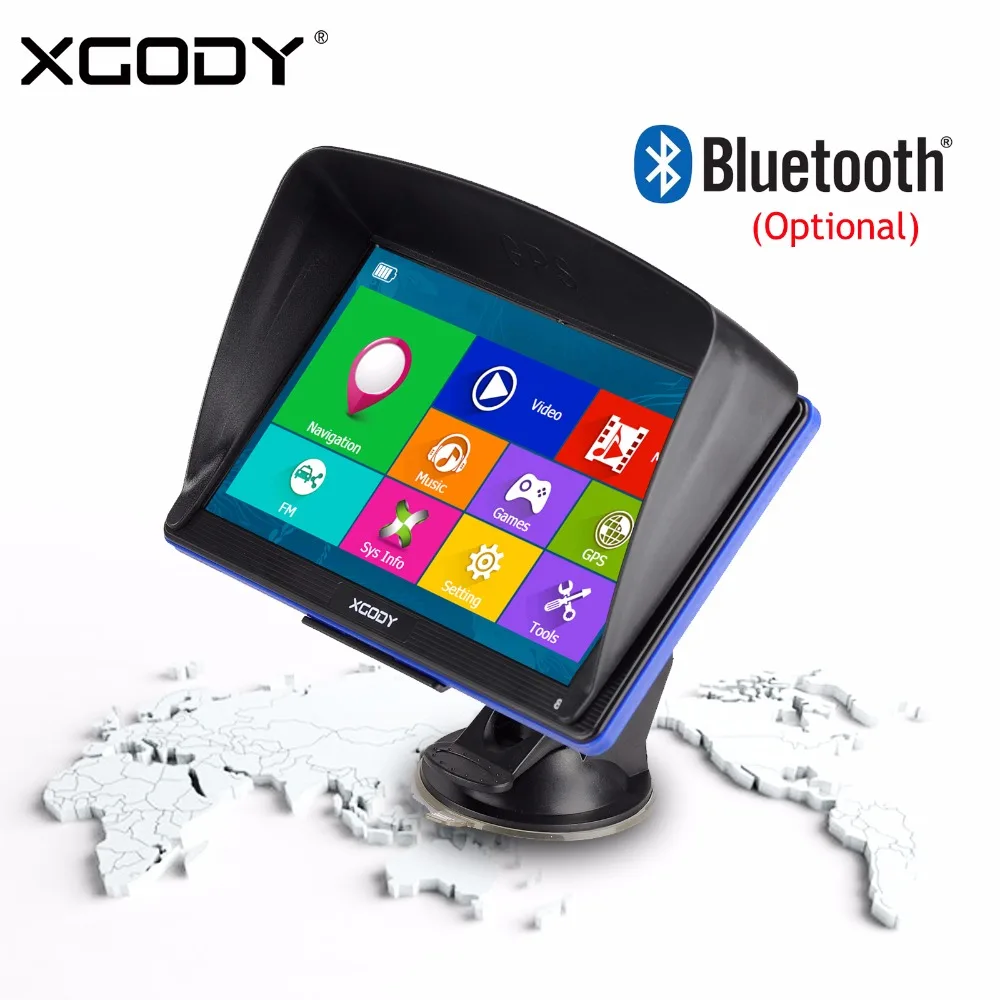 XGODY 7 дюймовый автомобильный GPS навигатор для грузовика 256 МБ + 8 Гб FM Bluetooth AVIN