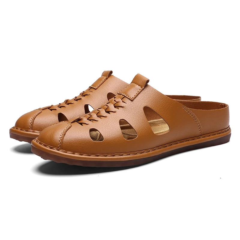 Новинка года; мужские сандалии из натуральной кожи; Мужская обувь; Sandalias Hombre Sandles Sandalet; летние сандалии; большие размеры 38-46 47