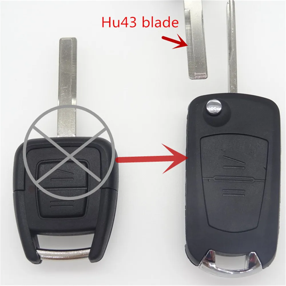 AUTEWODE New Flip REFIT Remote Key Shell fit for Opel Vectra Antigo Omega Suprema Agile Montana 2B HU43 BLADE Car key fob case | Автомобили