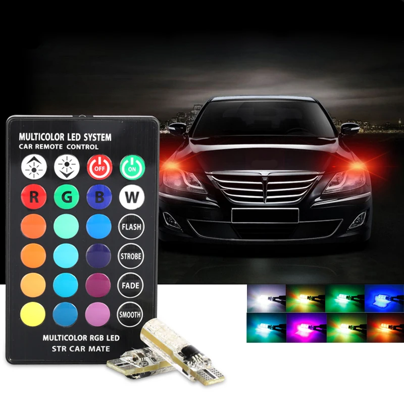 Цветная (RGB) T10 W5W светодиодный Габаритные фонари для автомобиля Hyundai Tucson 2017 акцент