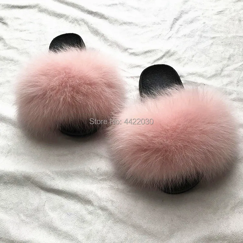 Fox Fur Slides Hair Slippers Fluffy Real Sliders Furry Summer Shoes For Ladies Indoor Outdoor\ women real fur slippers\ | Аксессуары для