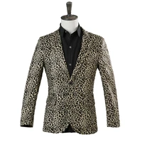 fashion spring summer clothes 2019 mens casual coat blazer stage dress men slim fit dress leopard velvet thin blazers suits
