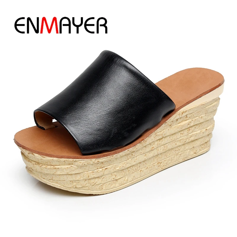 

ENMAYER New Fashion basic women platform wedges sandals lady casual slip-on Big 34-39 ZYL240