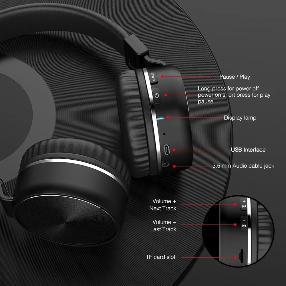 Беспроводные наушники Складная гарнитура Bluetooth с микрофоном Стерео 8 часов