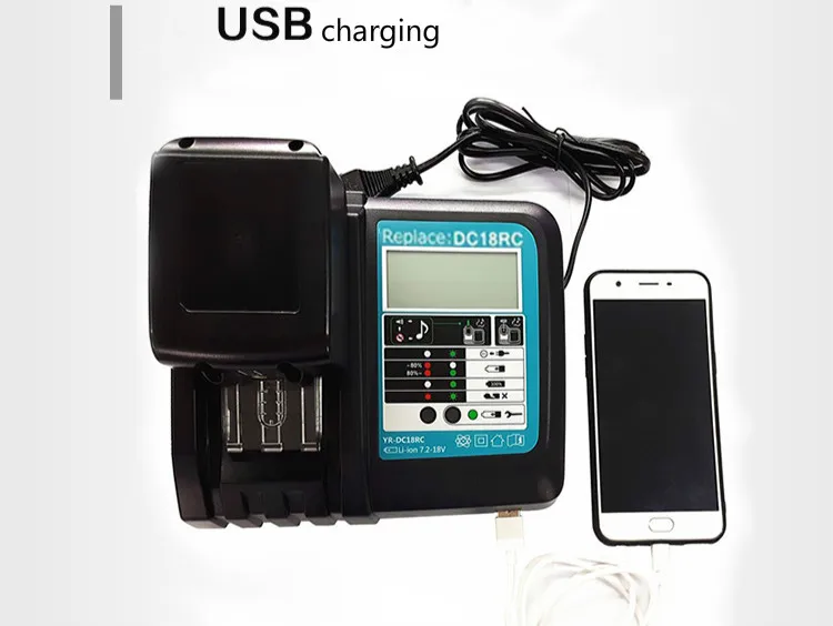 Музыкальное зарядное устройство с usb экраном для MAKITA14.4V/18В 18В BL1815 BL1830 BL1840 BL1845 BL1860 14
