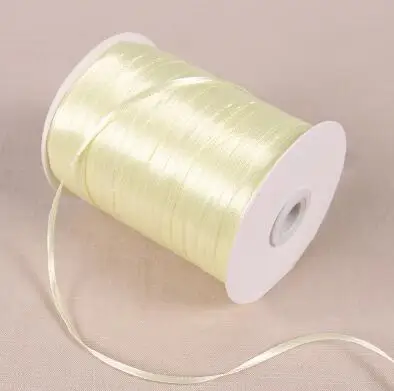 Beige yellow 25 ярдов 3 мм ширина ручной работы материал шелковая атласная лента для рукоделия шитье Рождество Свадебная вечеринка украшения подарочная упаковка - Цвет: Beige yellow