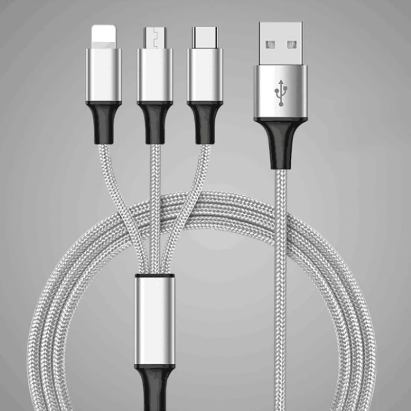 USB кабель для iPhone XS X 8 7 6 зарядное устройство 3 в 1 Micro Android TypeC кабели мобильных