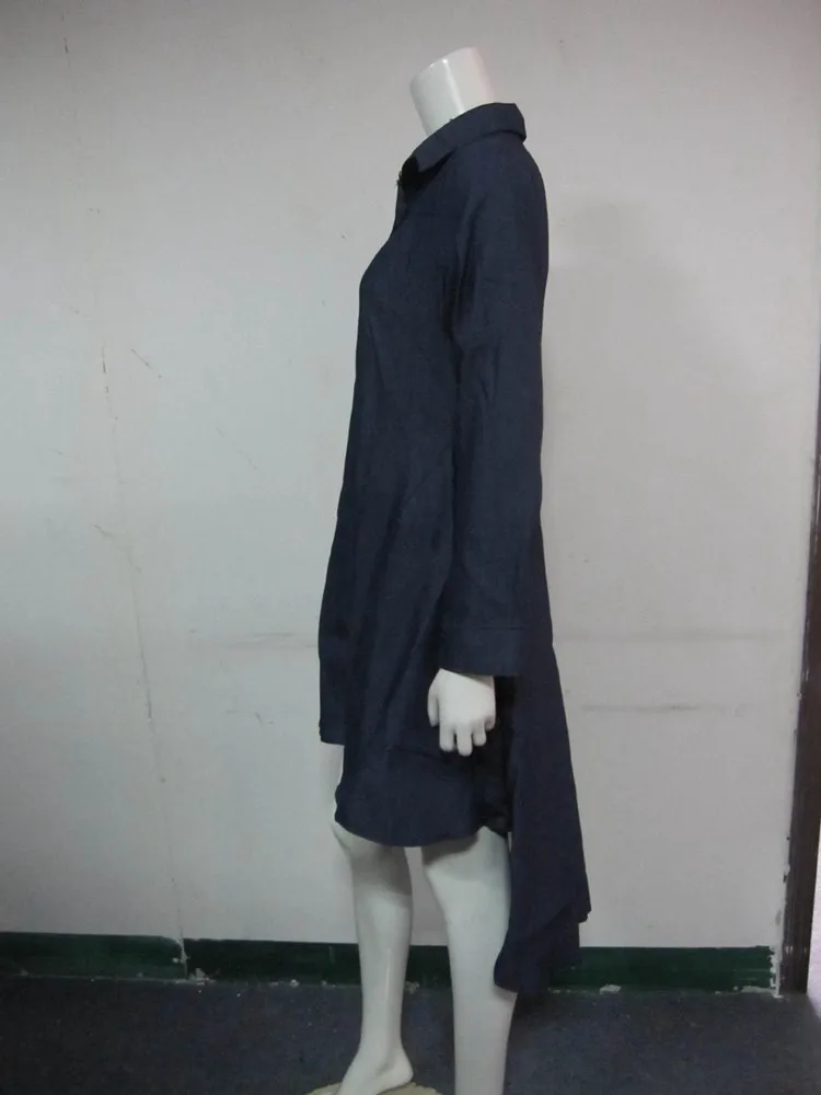 Женское джинсовое платье-рубашка OMILKA голубое или серое асимметричное